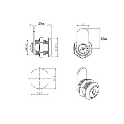 A14-120 / Zamek cylindryczny 19 mm