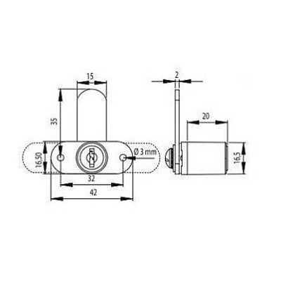 A14-6 / Zamek cylindryczny 16,5 mm