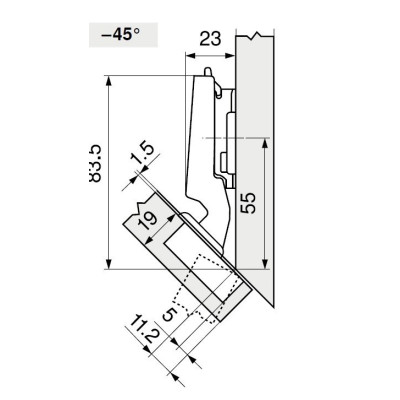 ZAW-45 CLIP.BLUMOTION / Zawias puszkowy BLUM ze spowalniaczem i prowadnikiem