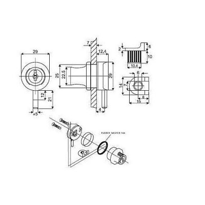 A14-689.Zamek / Zamek do drzwi szklanych