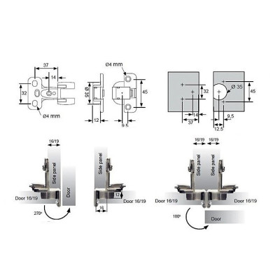 ZAW 270.S-I / Zawias puszkowy 270 stopni