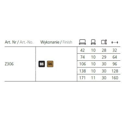G30-Z306.Zloty mat / Uchwyt meblowy