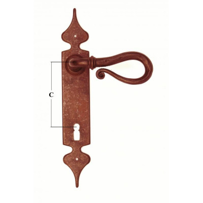 FM 015.NM.R / Klamka żelazna z szyldem FM 015.NM.R