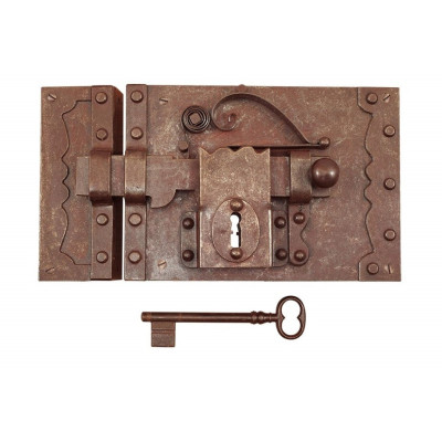FS195 / Zabytkowy zamek do drzwi z kluczem