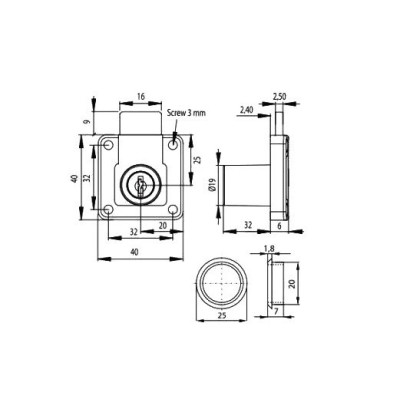 A13-9 19/32 / Zamek cylindryczny nakładany
