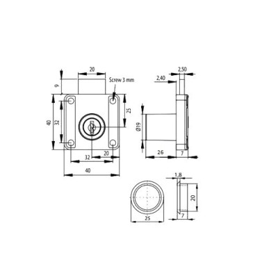 A13-9 19/26 / Zamek cylindryczny nakładany
