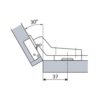 ZAW+30.FGV / Zawias puszkowy nakładany z prowadnikiem